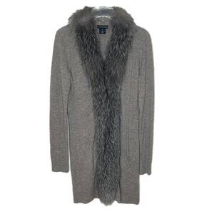 SOFIA CASHMERE Natural Fox 100% Cashmere Cardigan Size M